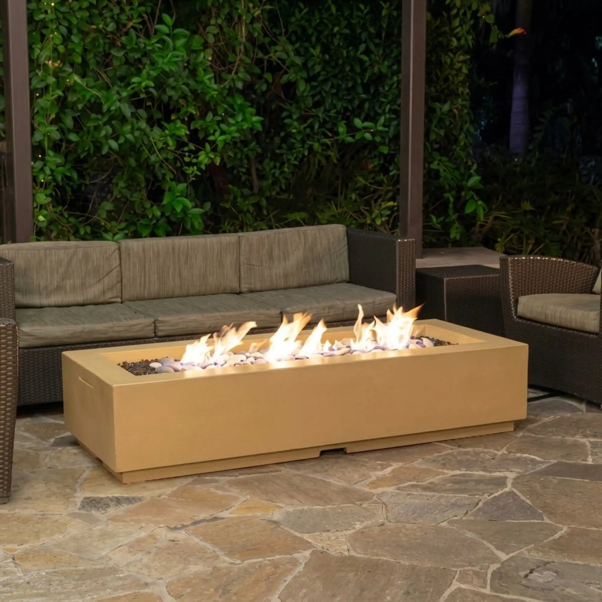 American Fyre Designs Louvre Long Rectangle 72" GFRC Gas Fire Pit American Fyre Designs