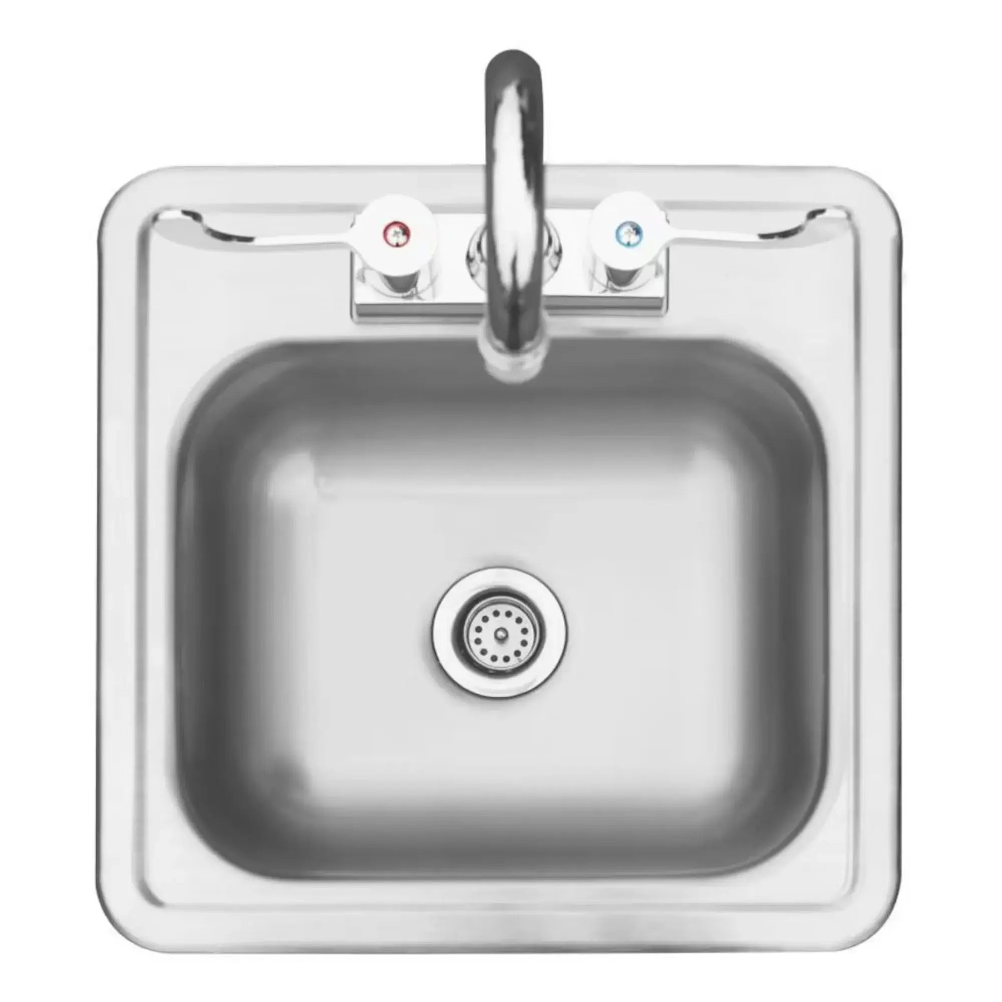 Summerset 15" × 15" Drop-In Outdoor Sink — 304 SS with Hot & Cold Faucet | SNK-15D Summerset