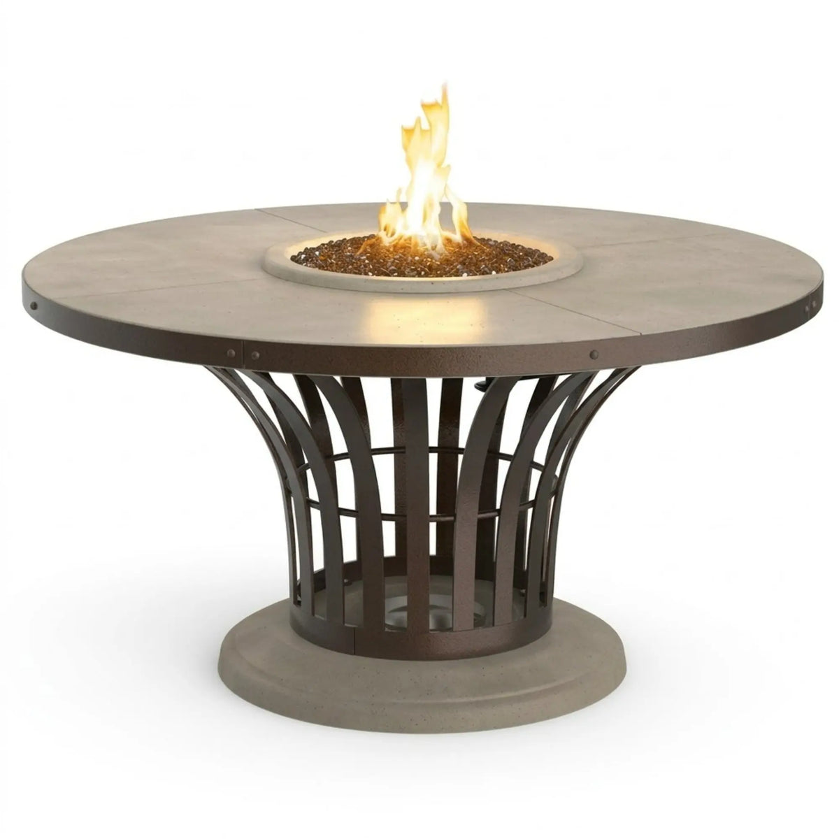 American Fyre Designs Fiesta Dining 54" Round GFRC Gas Fire Pit Table American Fyre Designs
