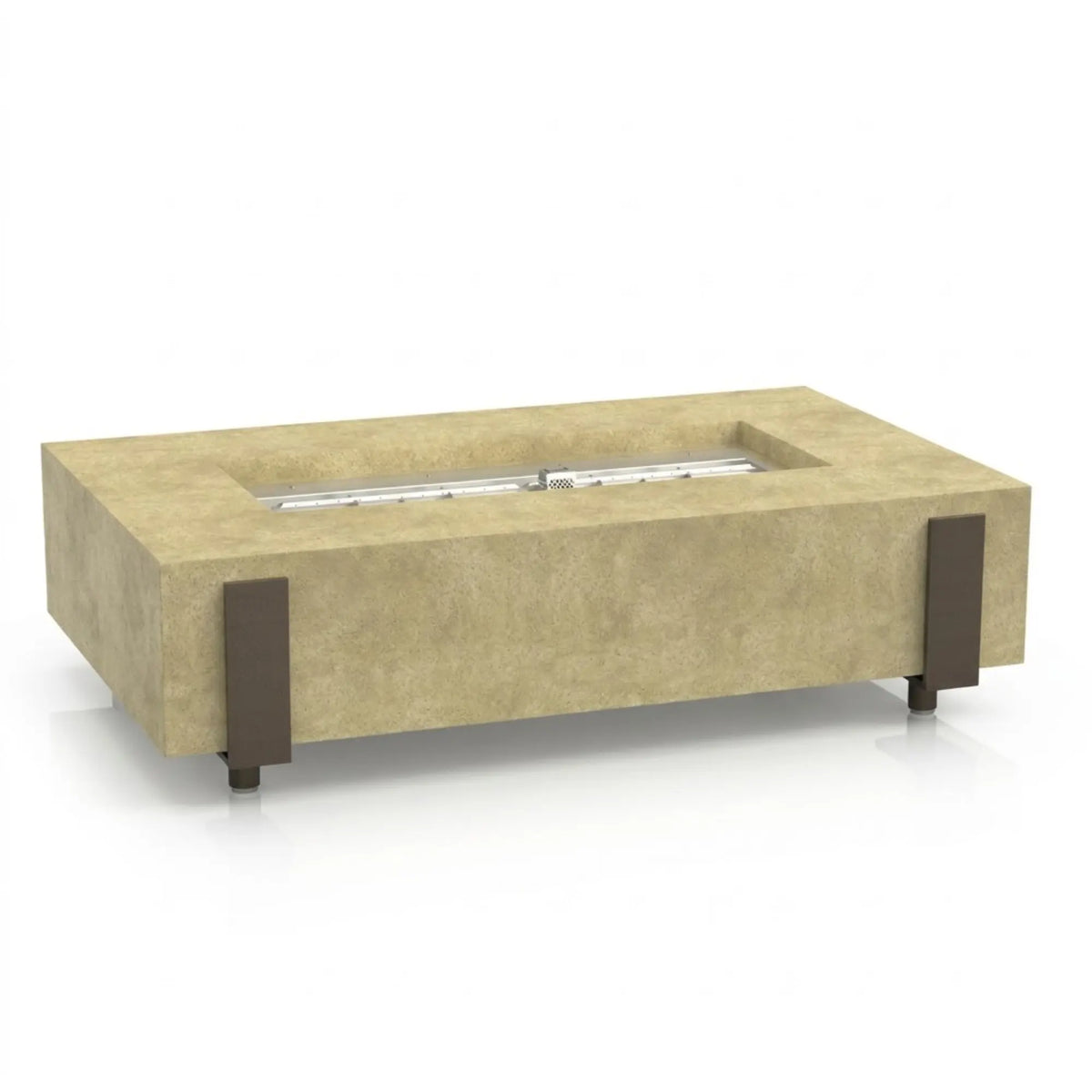 American Fyre Designs Iron Saddle 60" Rectangular GFRC Gas Fire Pit Table American Fyre Designs