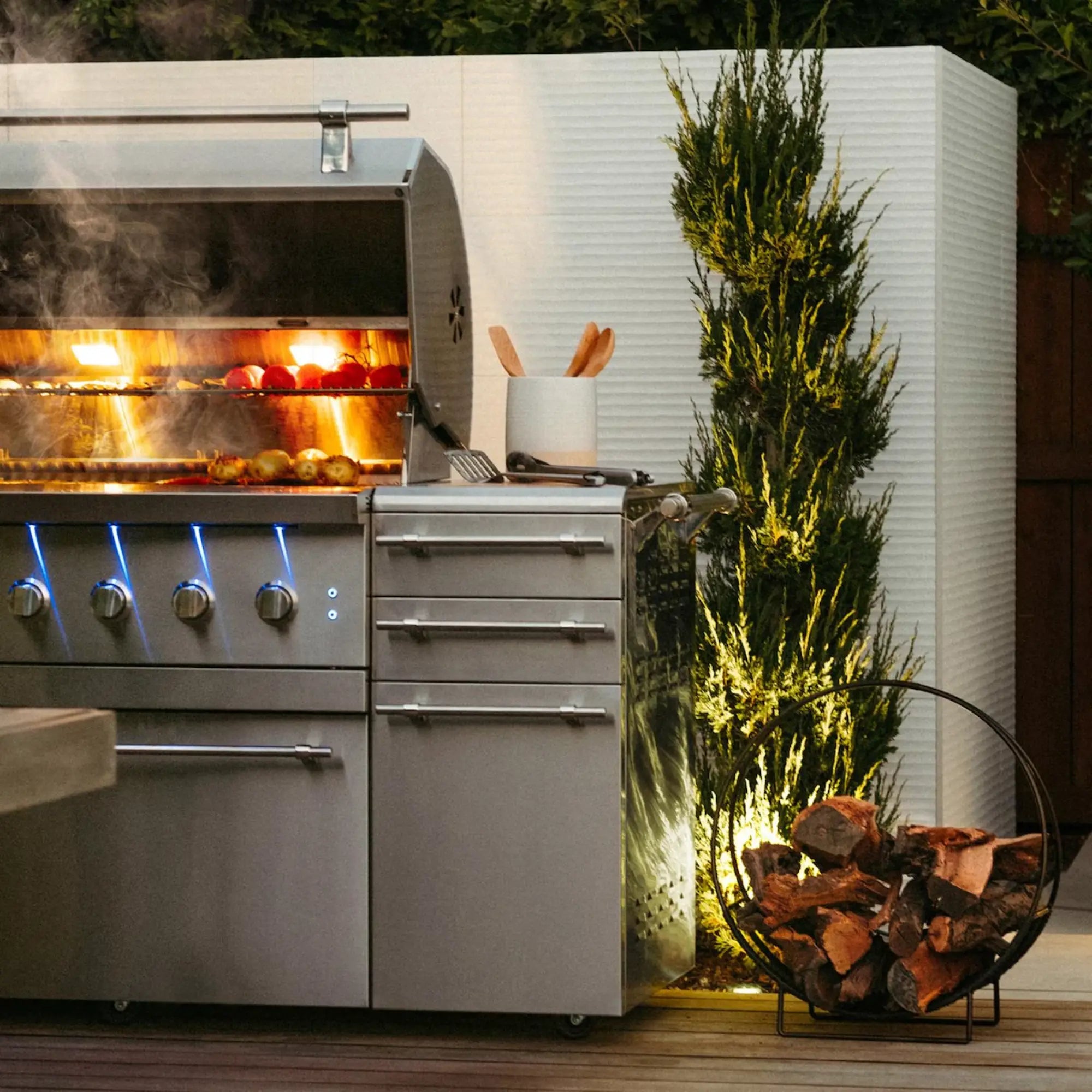 American Made Grills Encore 54-Inch Freestanding Hybrid Grill — 176,000 BTU | Gas, Charcoal & Wood | Made in USA American Made Grills