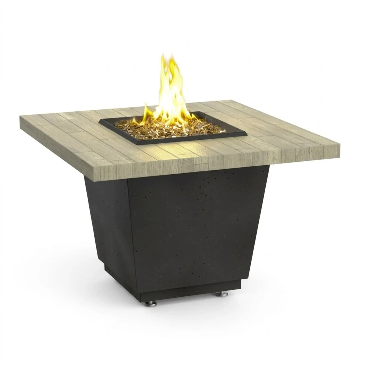 American Fyre Designs Cosmopolitan Square 36" Reclaimed Wood and GFRC Gas Fire Pit Table American Fyre Designs