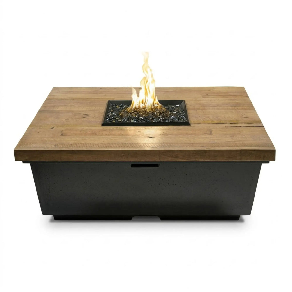 American Fyre Designs Contempo Square 44" Reclaimed Wood and GFRC Gas Fire Pit Table American Fyre Designs