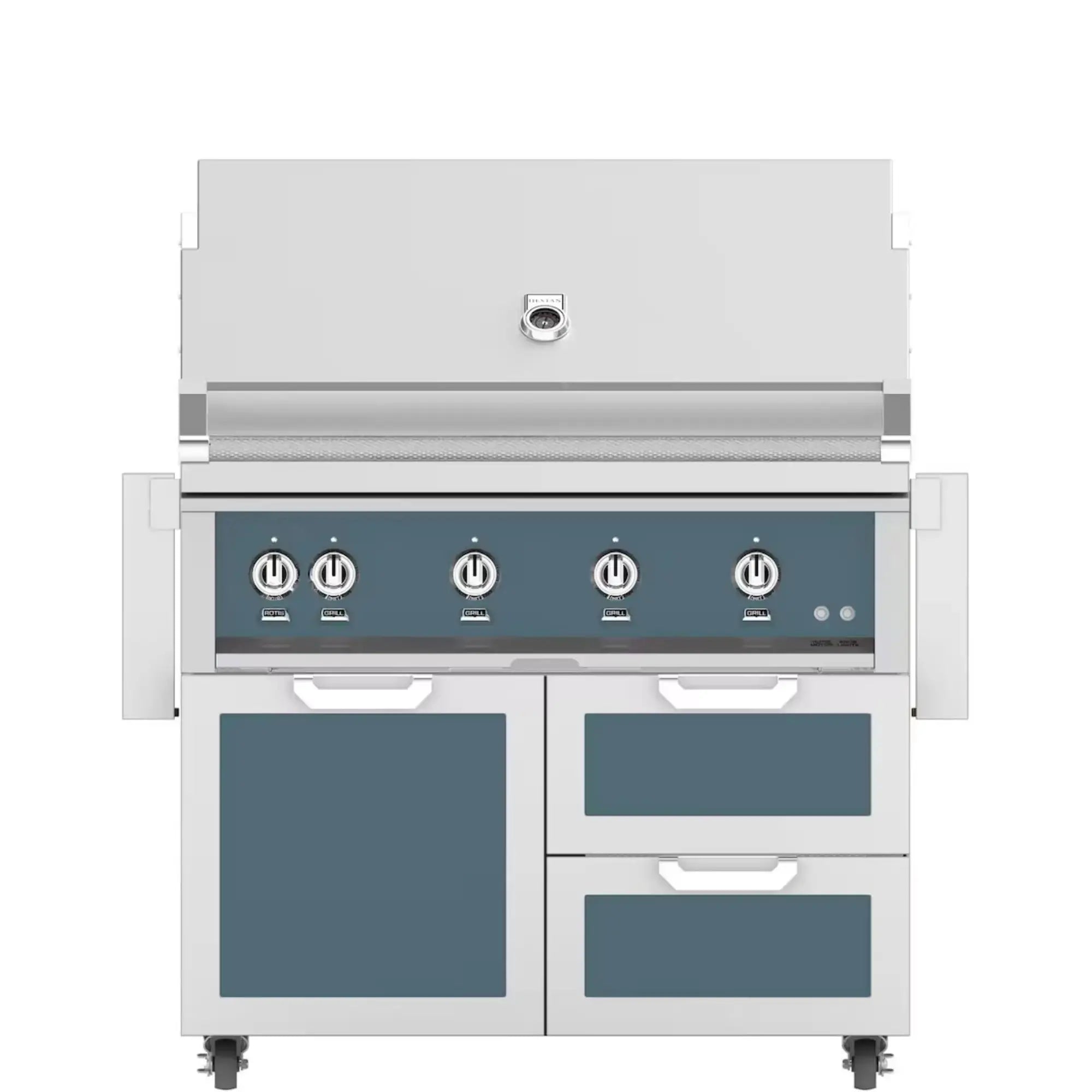 Hestan 42-Inch Freestanding Gas Grill on Double Drawer & Door Cart Hestan