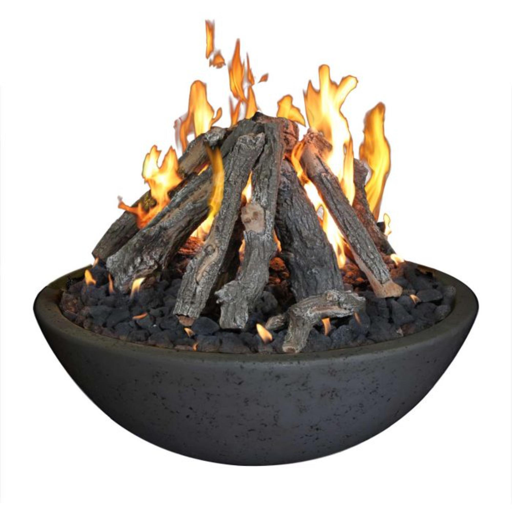 39″ Round Concrete Gas Fire Bowl – Tee-Pee Burner – Grand Canyon Gas Logs