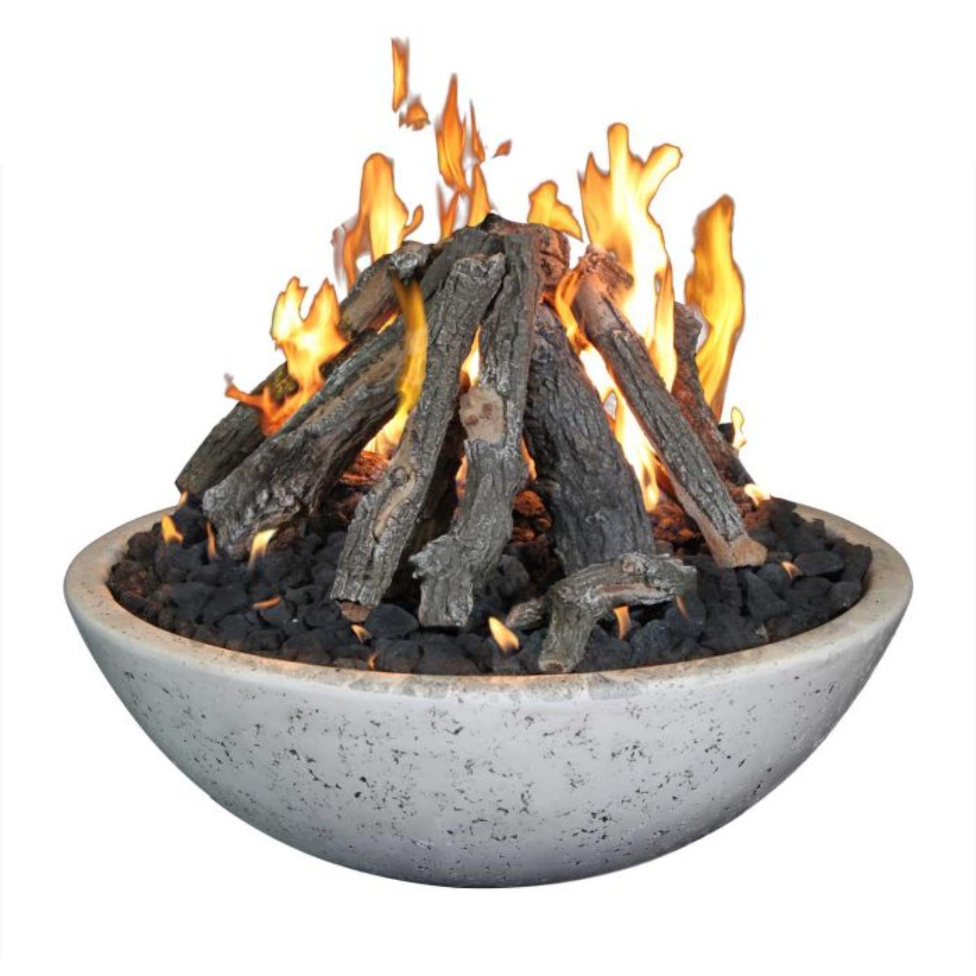 48″ Round Concrete Gas Fire Bowl – Tee-Pee Burner – Grand Canyon Gas Logs