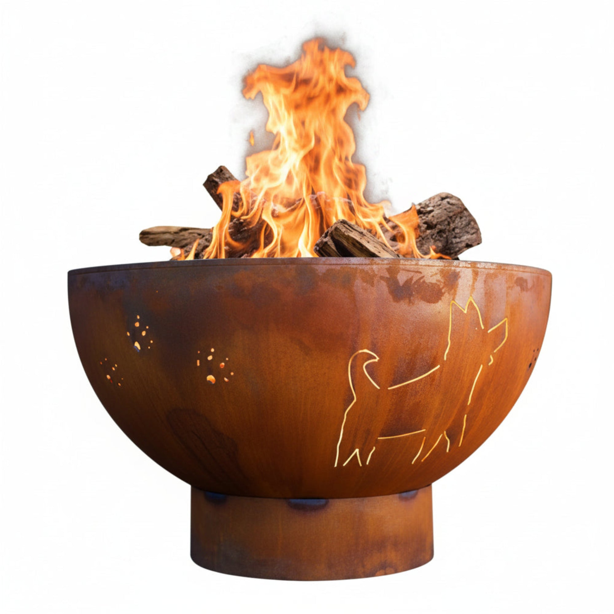 Funky Dog 36″ Round Wood Fire Pit – Carbon Steel by Fire Pit Art Fire Pit Art