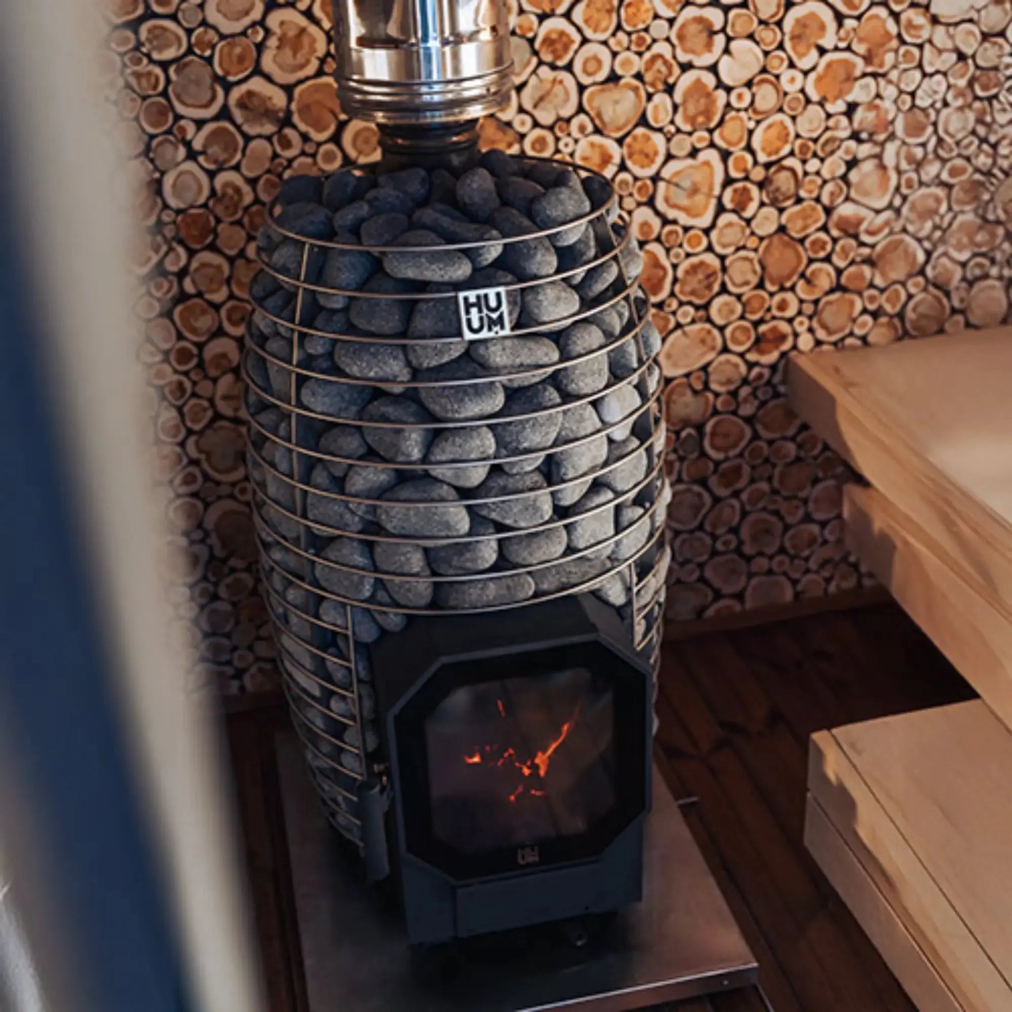 HUUM HIVE Flow Mini 8.5 kW Wood-Burning Sauna Stove with Firebox Extension HUUM
