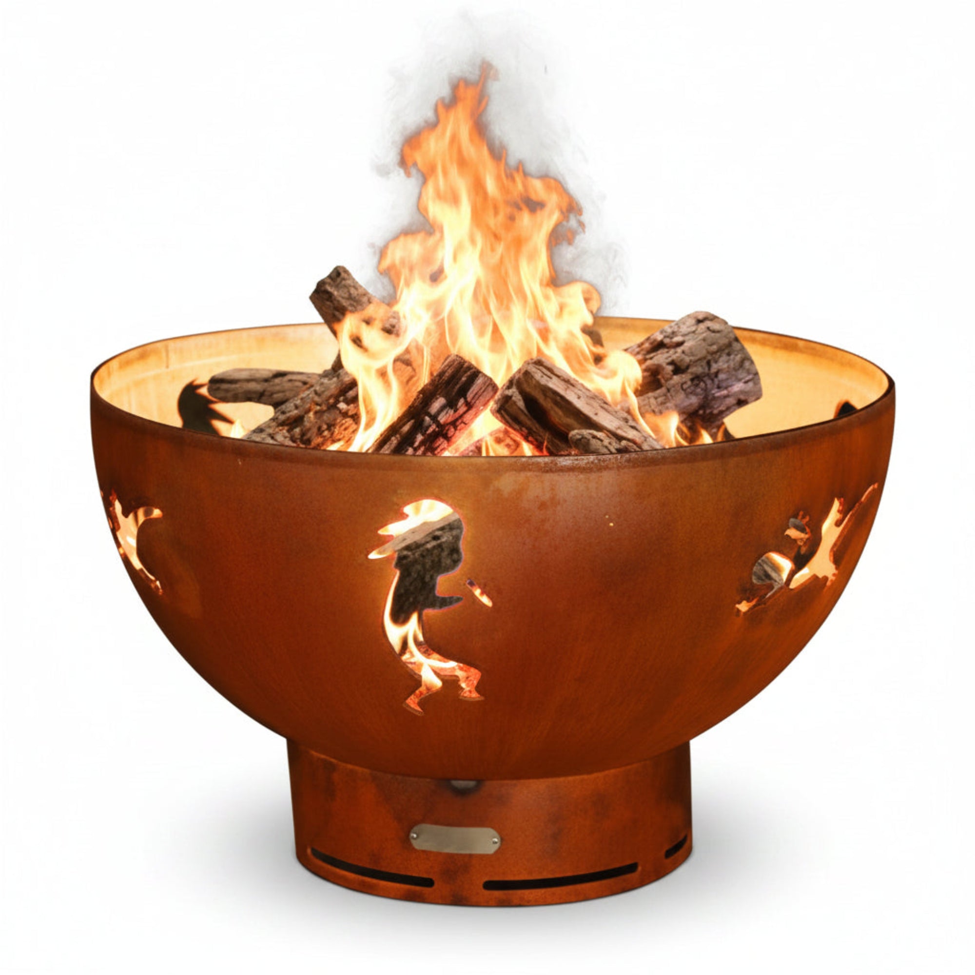 Kokopelli 36″ Round Wood Fire Pit – Carbon Steel by Fire Pit Art Fire Pit Art