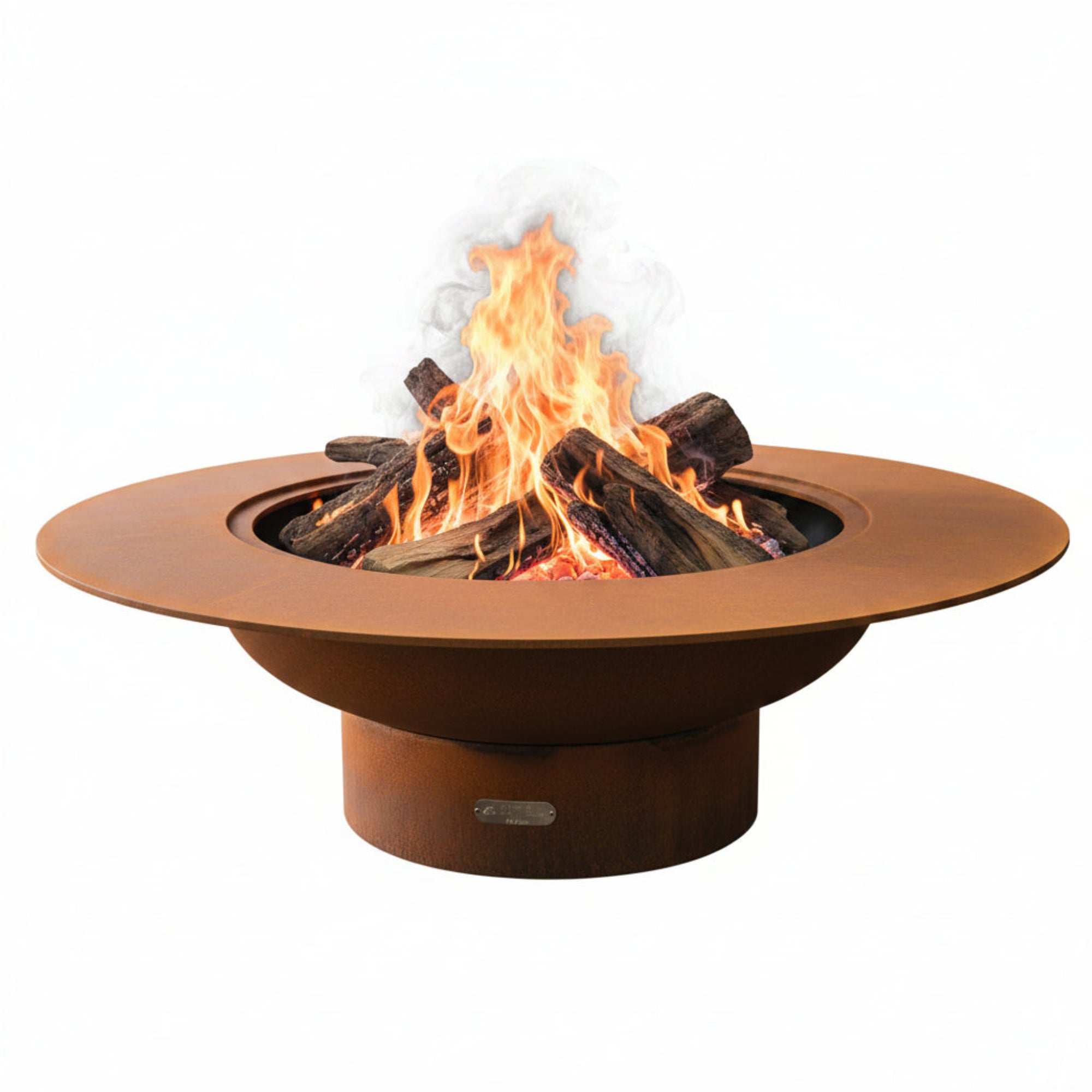 Magnum 54″ Round Wood Fire Pit with Lid – Carbon Steel by Fire Pit Art Fire Pit Art
