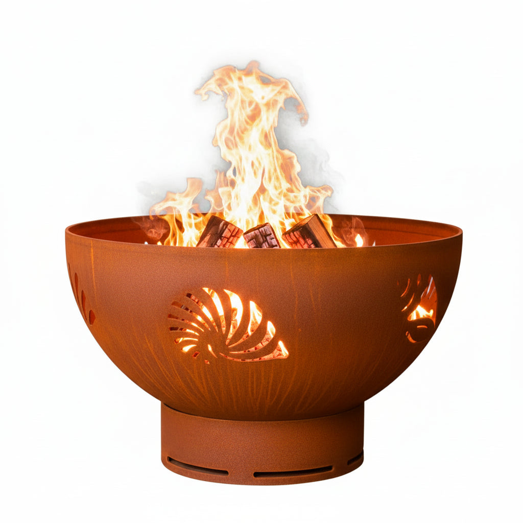Sea Creatures 36″ Round Gas Fire Pit – Carbon Steel by Fire Pit Art Fire Pit Art